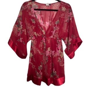 Georgiou Studio Red Sheer Kimono Style Top